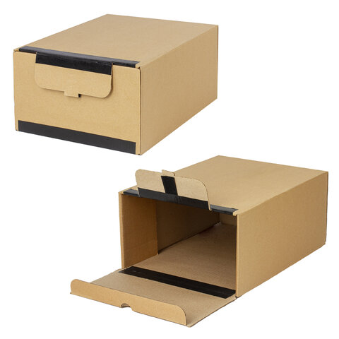 Короб архивный на липучке 380х285х170 мм, гофрокартон, до 1700 л., STAFF, 112161 Короб архивный на липучке 380х285х170 мм, гофрокартон, до 1700 л., STAFF, 112161