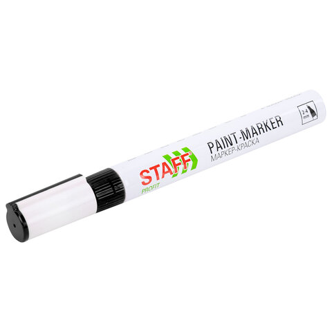 Маркер-краска лаковый (paint marker) 2-4 мм, ЧЕРНЫЙ, НИТРО-ОСНОВА, STAFF PROFIT,
