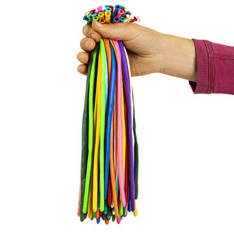 Шары воздушные для моделирования 5х150см, 100 штук, ассорти, BRAUBERG KIDS,
