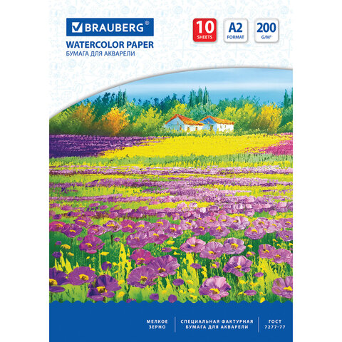 Папка для акварели БОЛЬШОГО ФОРМАТА А2, 10 л., 200 г/м2, BRAUBERG ART, 400х590 Папка для акварели БОЛЬШОГО ФОРМАТА А2, 10 л., 200 г/м2, BRAUBERG ART, 400х590