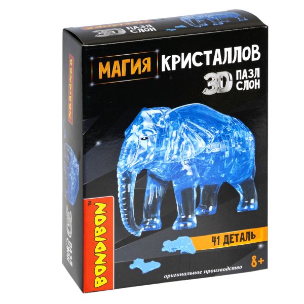 Пазл 3D МАГИЯ КРИСТАЛЛОВ «СЛОН», 41 деталь, Bondibon Пазл 3D МАГИЯ КРИСТАЛЛОВ «СЛОН», 41 деталь, Bondibon