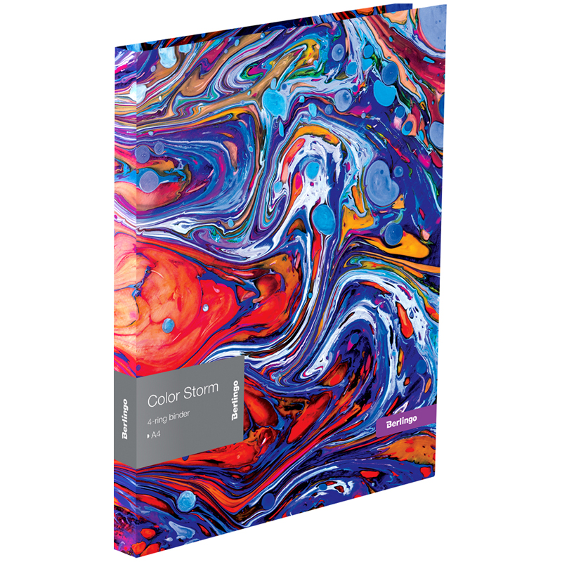 Папка на 4 кольцах Berlingo "Color Storm", 24мм, 600мкм, D-кольца, с Папка на 4 кольцах Berlingo "Color Storm", 24мм, 600мкм, D-кольца, с