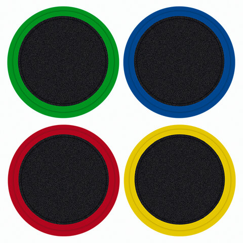 Магниты МОЩНЫЕ 40 мм (БОЛЬШОГО ДИАМЕТРА), НАБОР 4 шт., ассорти, BRAUBERG