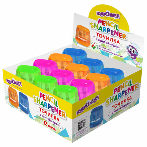 Точилка с контейнером для простых и утолщенных карандашей ЮНЛАНДИЯ