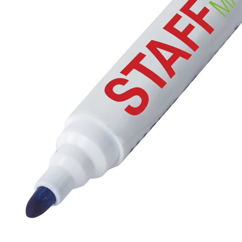 Маркер для доски STAFF, СИНИЙ, с клипом, круглый наконечник 5 мм Маркер для доски STAFF, СИНИЙ, с клипом, круглый наконечник 5 мм