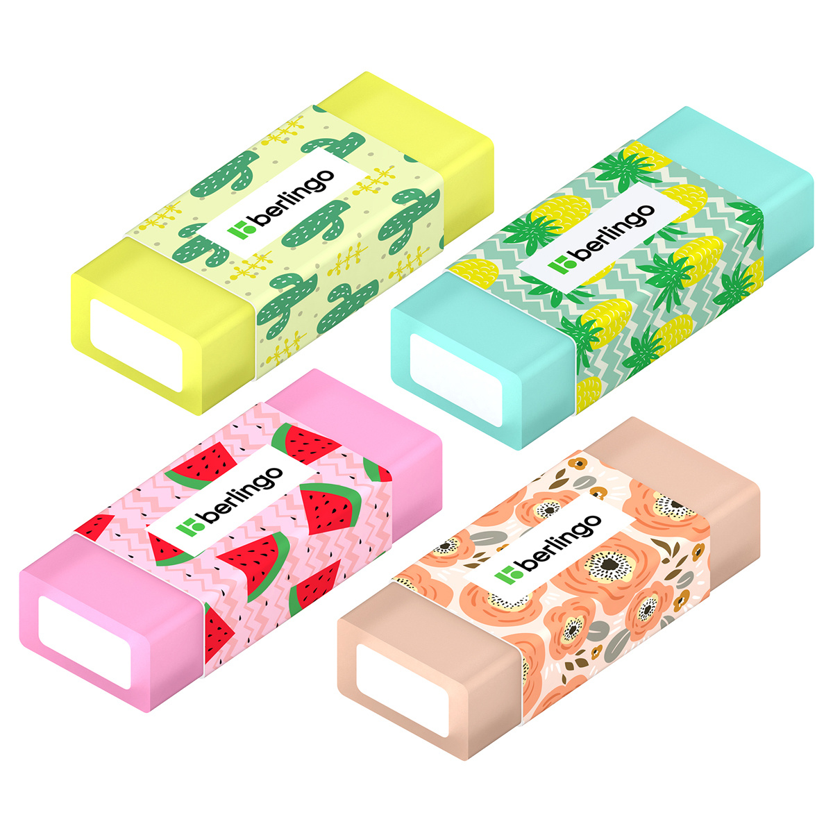 Ластик Berlingo "Funline. Fruits and Flowers", цвета ассорти, Ластик Berlingo "Funline. Fruits and Flowers", цвета ассорти,