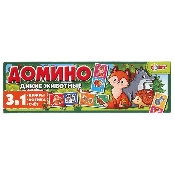 Дикие животные. Домино пластиковое. 3в1. Коробка 175х55 мм. Умные игры Дикие животные. Домино пластиковое. 3в1. Коробка 175х55 мм. Умные игры