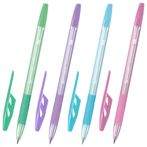 Ручки шариковые с грипом BRAUBERG "ULTRA GT PASTEL", НАБОР 4 ШТУКИ, Ручки шариковые с грипом BRAUBERG "ULTRA GT PASTEL", НАБОР 4 ШТУКИ,