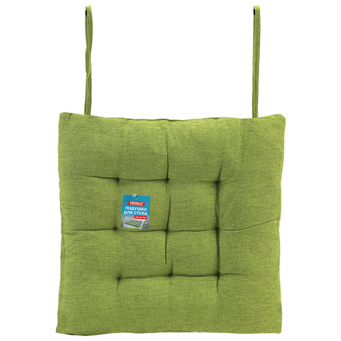 Подушка на стул "РОГОЖКА", 40x40 см, полиэстер, зеленая, PRIMILA