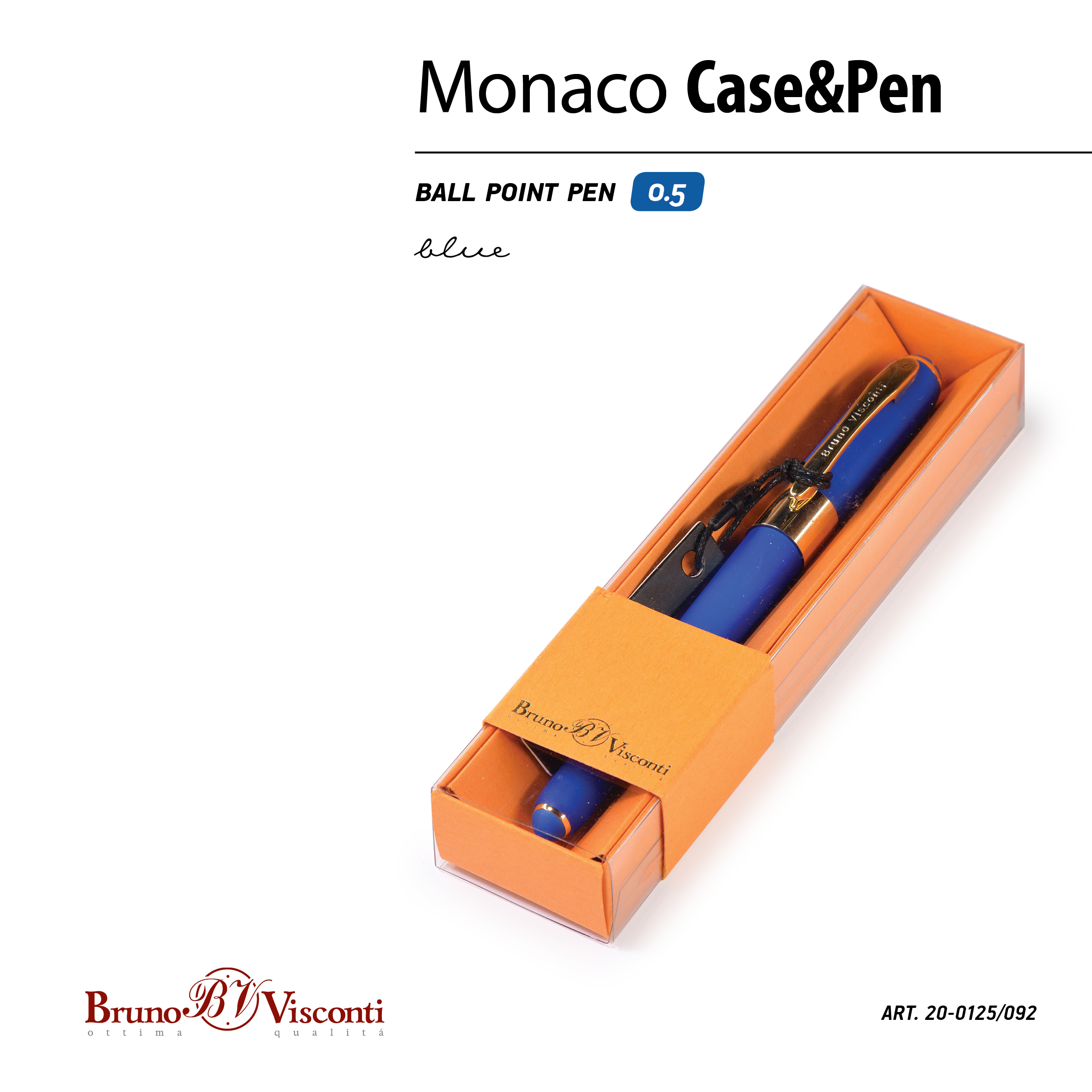 РУЧКА В ФУТЛЯРЕ "MONACO" ШАРИКОВАЯ 0.5 ММ, СИНЯЯ (ярко-синий корпус,