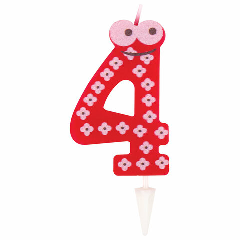Свеча-цифра для торта "4" "С глазками", 6 см, ЗОЛОТАЯ Свеча-цифра для торта "4" "С глазками", 6 см, ЗОЛОТАЯ