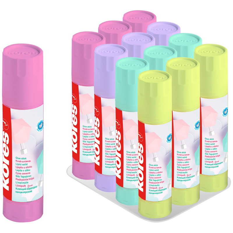 Клей-карандаш Kores "Pastel", 20г, прозрачный Клей-карандаш Kores "Pastel", 20г, прозрачный