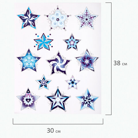 Украшение для окон и стекла ЗОЛОТАЯ СКАЗКА "Синие снежинки 4", 30х38