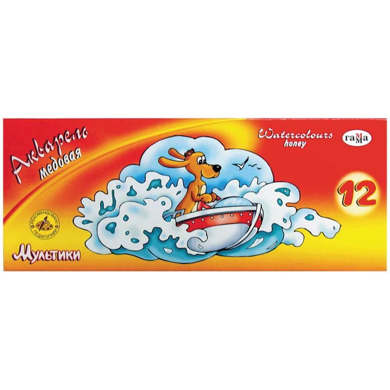 Акварель "Мультики" 12 цветов, без кисти, картон: 211048 штр.: Акварель "Мультики" 12 цветов, без кисти, картон: 211048 штр.: