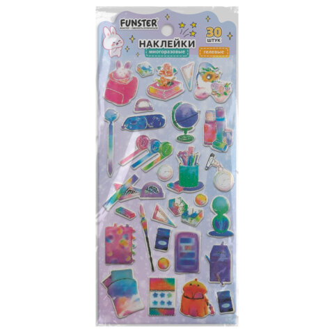 Наклейки гелевые "Красочное веселье", 17,5х9 см, ассорти 6 видов,