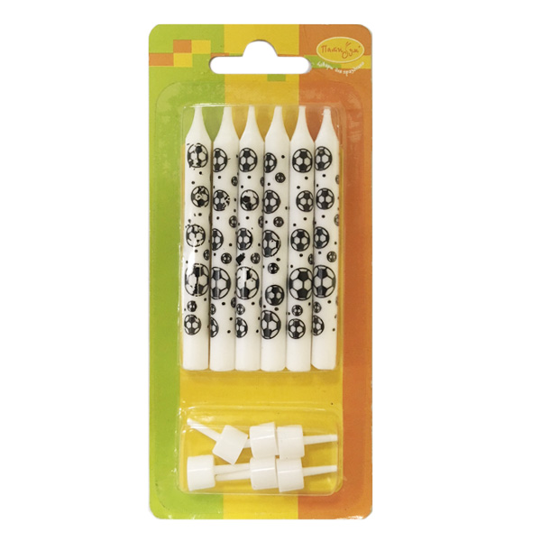 Свечи Футбол 8см с держателями 6шт Свечи Футбол 8см с держателями 6шт