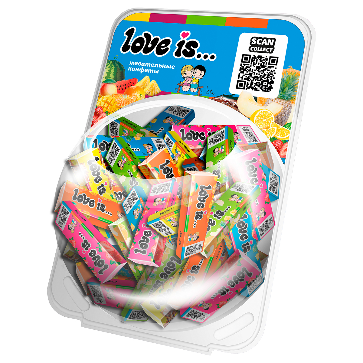 Жевательная конфета Love is…, микс вкус, 20г (упаковка сфера) Жевательная конфета Love is…, микс вкус, 20г (упаковка сфера)