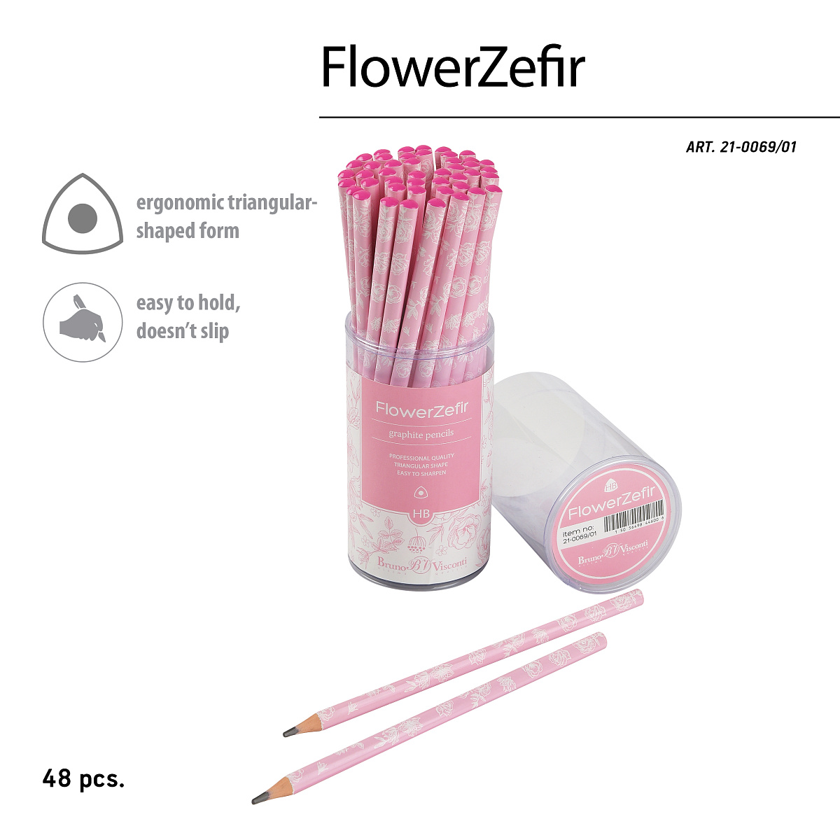 КАРАНДАШ ЧЕРНОГРАФИТОВЫЙ "FlowerZefir. Rosa" НВ (пластиковый корпус)
