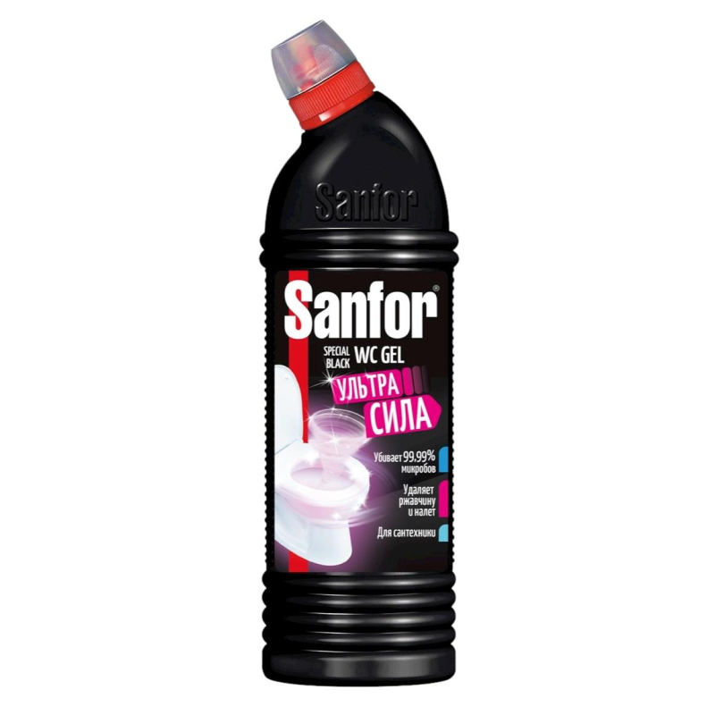 Средство для сантехники Sanfor WС гель speсial black 1000гр Средство для сантехники Sanfor WС гель speсial black 1000гр