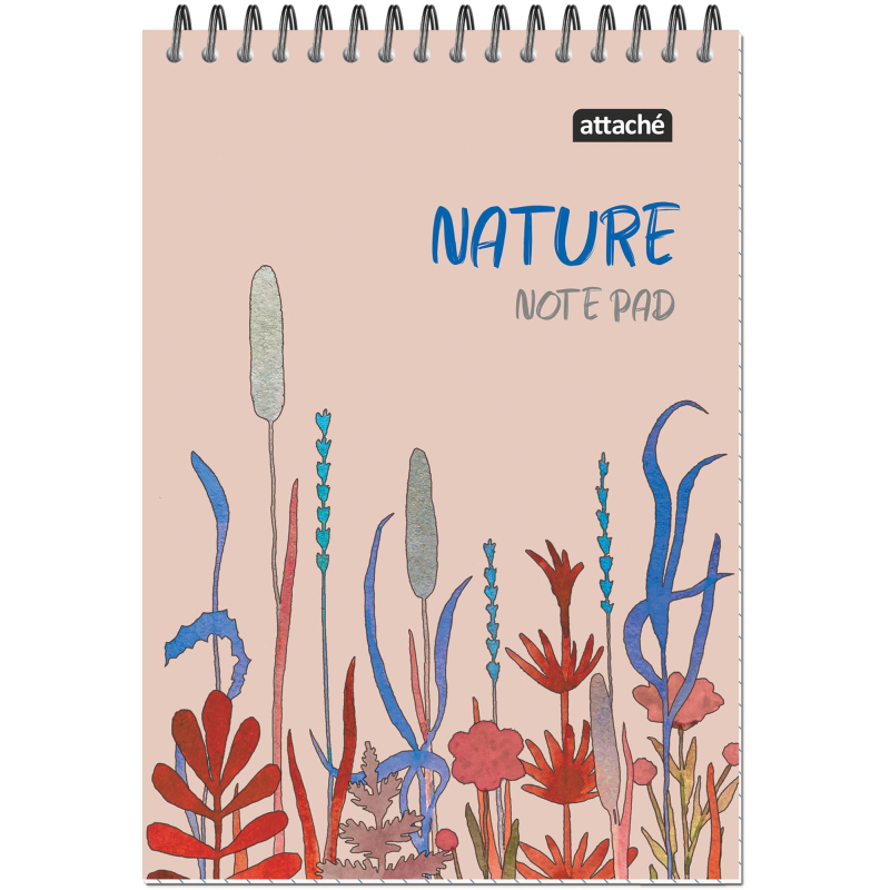 Блокнот А5 60л Attache Nature Beige flowers клетка, 65г, 100%, гребень, карт, Блокнот А5 60л Attache Nature Beige flowers клетка, 65г, 100%, гребень, карт,
