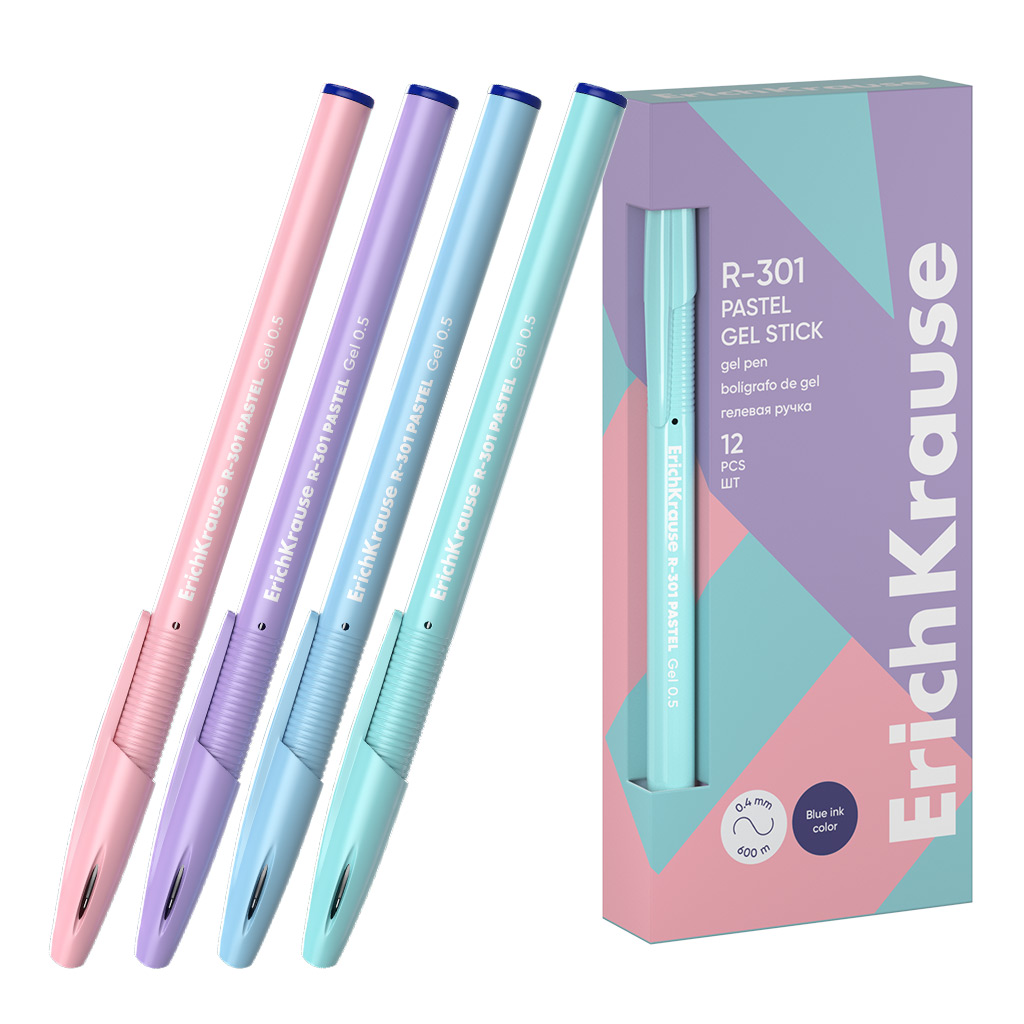 Ручка гелевая ErichKrause R-301 Gel Stick Pastel 0.5, цвет чернил синий (в Ручка гелевая ErichKrause R-301 Gel Stick Pastel 0.5, цвет чернил синий (в