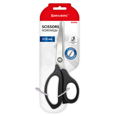 Ножницы BRAUBERG "BOMB", 210 мм, графитовый цвет, 2-сторонняя заточка, Ножницы BRAUBERG "BOMB", 210 мм, графитовый цвет, 2-сторонняя заточка,