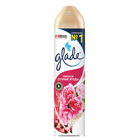 Освежитель воздуха аэрозольный 300 мл GLADE (Глейд) "Пион и сочные Освежитель воздуха аэрозольный 300 мл GLADE (Глейд) "Пион и сочные