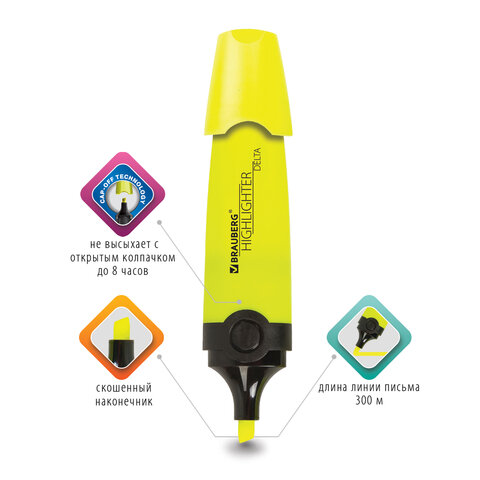 Набор текстовыделителей BRAUBERG 4 шт., АССОРТИ, "DELTA", линия 1-5