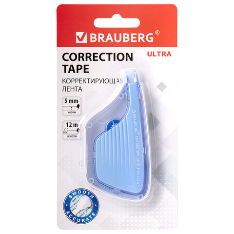 Корректирующая лента BRAUBERG ULTRA, 5 мм х 12 м, корпус бело-голубой, блистер, Корректирующая лента BRAUBERG ULTRA, 5 мм х 12 м, корпус бело-голубой, блистер,