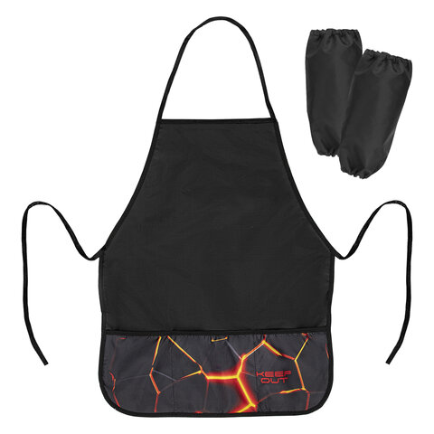 Фартук с нарукавниками BRAUBERG, 45x54 см, 3 кармана, "Keep out", Фартук с нарукавниками BRAUBERG, 45x54 см, 3 кармана, "Keep out",