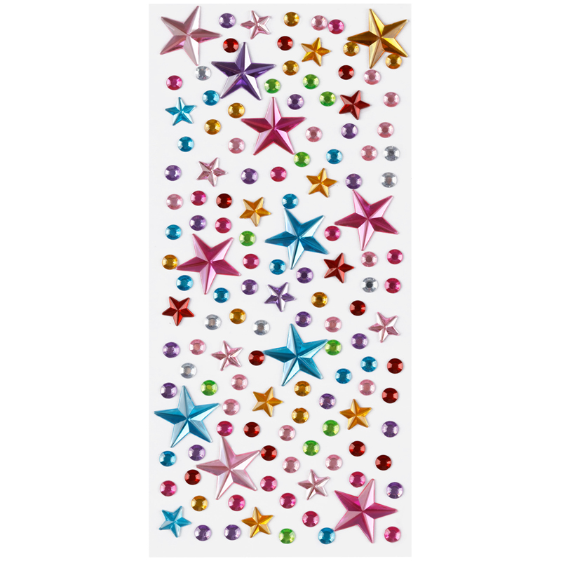 Наклейки акриловые MESHU "Shiny stars", 25*10см, стразы, 137 наклеек,