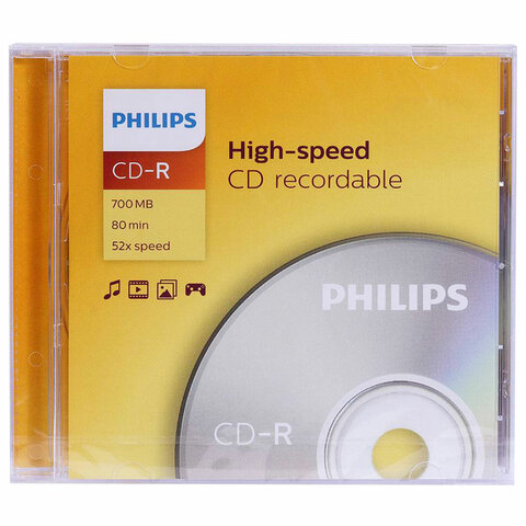 Диск CD-R PHILIPS, 700 Мб, 52x, Slim Case (1 штука), CR7D5SF01/97 Диск CD-R PHILIPS, 700 Мб, 52x, Slim Case (1 штука), CR7D5SF01/97