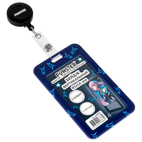 Бейдж вертикальный с 3D-печатью "Аниме" (85х54 мм), с рулеткой,