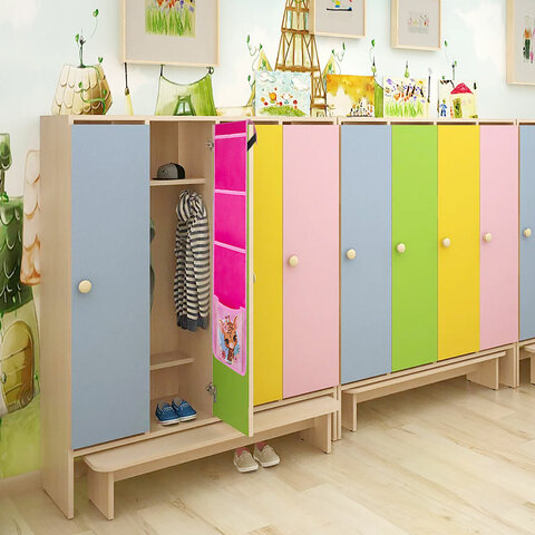 Кармашки-органайзер в шкафчик для детского сада ЮНЛАНДИЯ, 5 карманов, 21х68 см,