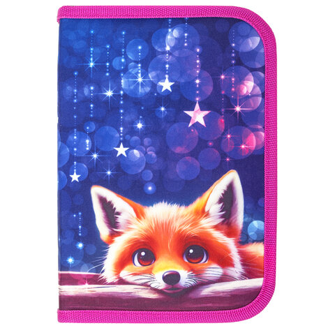 Пенал BRAUBERG, 1 отделение, 2 откидные планки, полиэстер, 21х14 см, Cute fox,