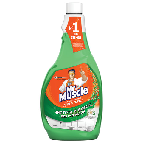 Средство для мытья стекол и зеркал (сменный флакон) 500 мл, МИСТЕР МУСКУЛ