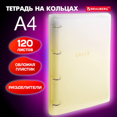 Тетрадь на кольцах БОЛЬШАЯ 305х230мм А4, 120л, пластик, с разделителями, Тетрадь на кольцах БОЛЬШАЯ 305х230мм А4, 120л, пластик, с разделителями,