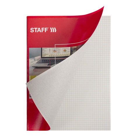 Тетрадь А4, 96 л., STAFF, клетка, офсет №2 ЭКОНОМ, обложка картон, "ОФИСНАЯ Тетрадь А4, 96 л., STAFF, клетка, офсет №2 ЭКОНОМ, обложка картон, "ОФИСНАЯ