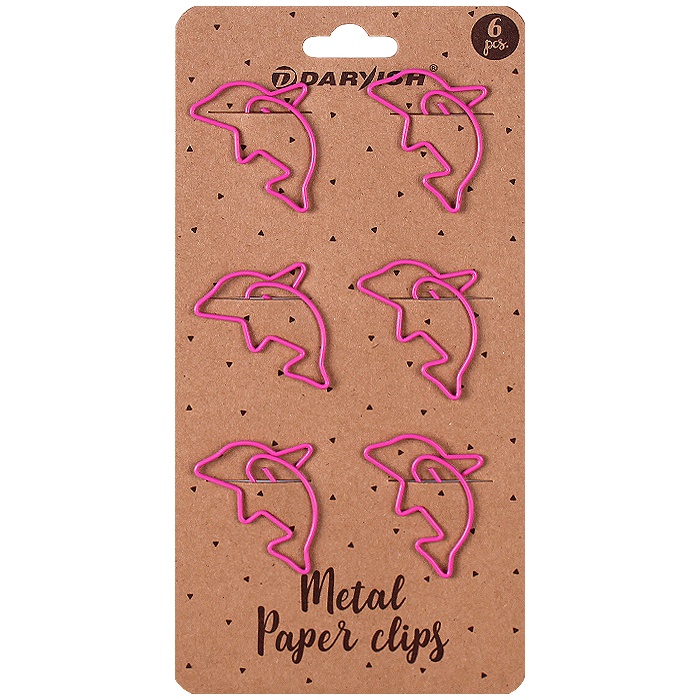 Скрепки металлические "Дельфин" цветн."Darvish" 6шт/уп Скрепки металлические "Дельфин" цветн."Darvish" 6шт/уп