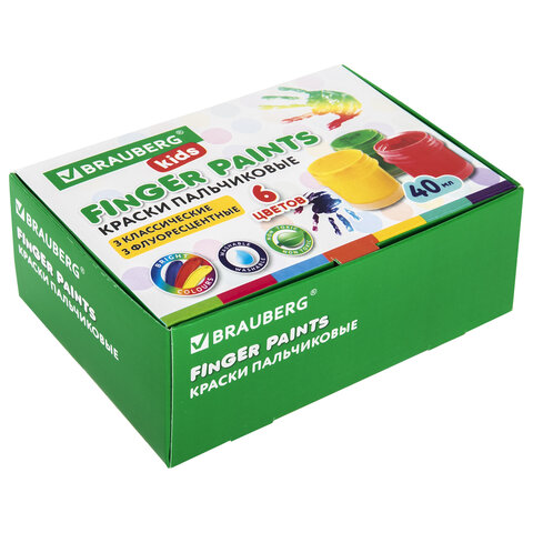 Краски пальчиковые для малышей от 1 года, 6 цветов (3 классических + 3 Краски пальчиковые для малышей от 1 года, 6 цветов (3 классических + 3