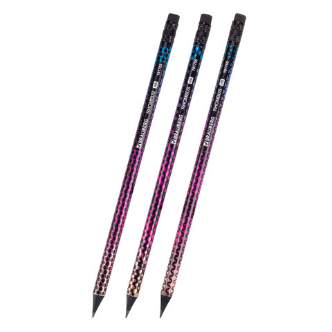 Карандаш чернографитный BRAUBERG "RHOMBUS", 1 шт., HB, с ластиком, Карандаш чернографитный BRAUBERG "RHOMBUS", 1 шт., HB, с ластиком,