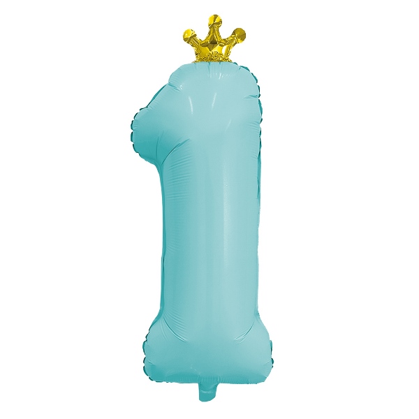 Фигура Цифра 1 с короной Аквамарин 32"/81см. Фигура Цифра 1 с короной Аквамарин 32"/81см.