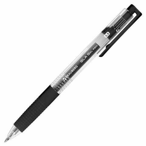 Ручка гелевая автоматическая с грипом BRAUBERG "GLA", ЧЕРНАЯ, Ручка гелевая автоматическая с грипом BRAUBERG "GLA", ЧЕРНАЯ,