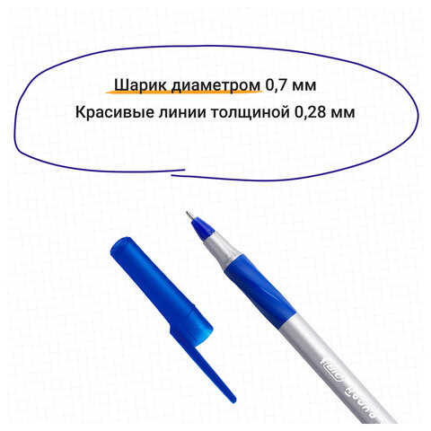 Ручка шариковая с грипом BIC "Round Stic Exact", СИНЯЯ, корпус серый, Ручка шариковая с грипом BIC "Round Stic Exact", СИНЯЯ, корпус серый,