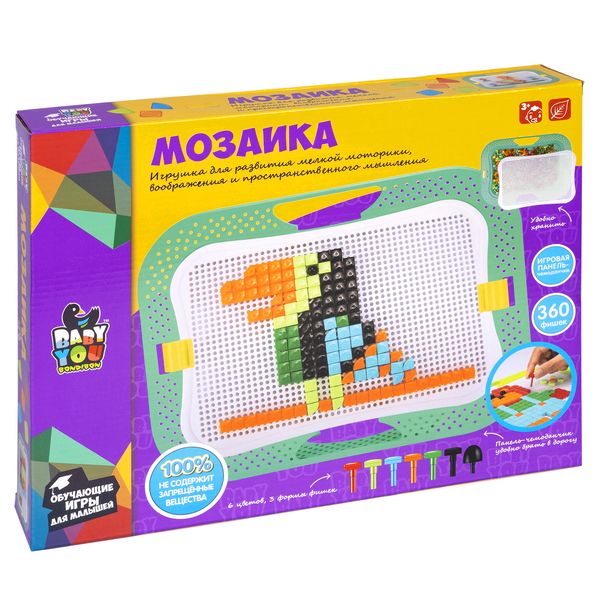 Мозаика для малышей BABY YOU BONDIBON, ПИКСЕЛЬНАЯ, 360 деталей Мозаика для малышей BABY YOU BONDIBON, ПИКСЕЛЬНАЯ, 360 деталей