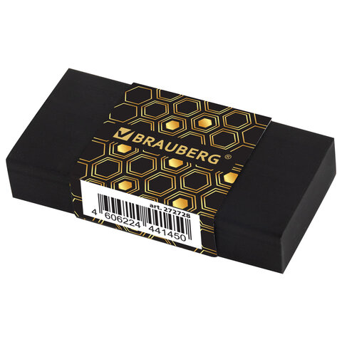 Ластик BRAUBERG "GOLDEN BLACK", 50х24х10 мм, прямоугольный, картонный