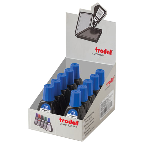 Краска штемпельная TRODAT, синяя, 28 мл, на водной основе, 7011с Краска штемпельная TRODAT, синяя, 28 мл, на водной основе, 7011с