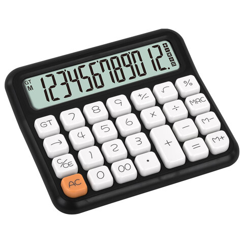 Калькулятор настольный BRAUBERG KW-1000-BK (152x132 мм), 3D-кнопки, 12 разрядов, Калькулятор настольный BRAUBERG KW-1000-BK (152x132 мм), 3D-кнопки, 12 разрядов,