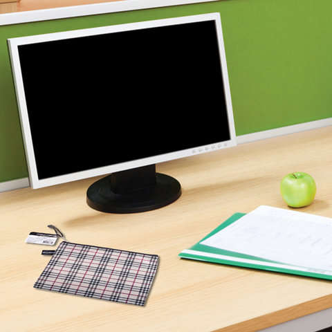 Папка-конверт на молнии МАЛОГО ФОРМАТА (238х180 мм), А5, ткань в клетку,