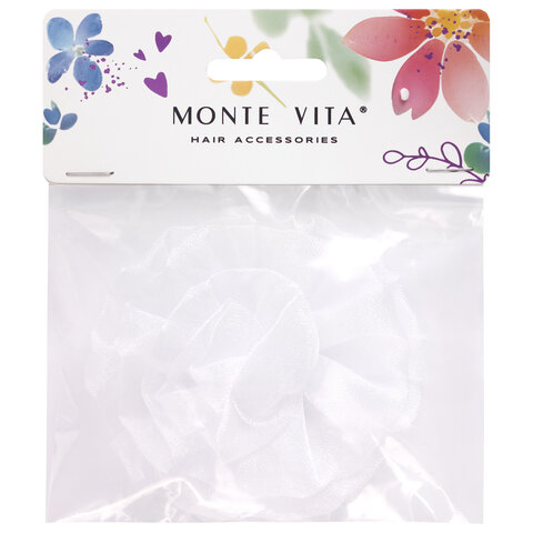 Бант для волос 8х10 см, 10х12 см, 8 см на резинке, белый, АССОРТИ, MONTE VITA